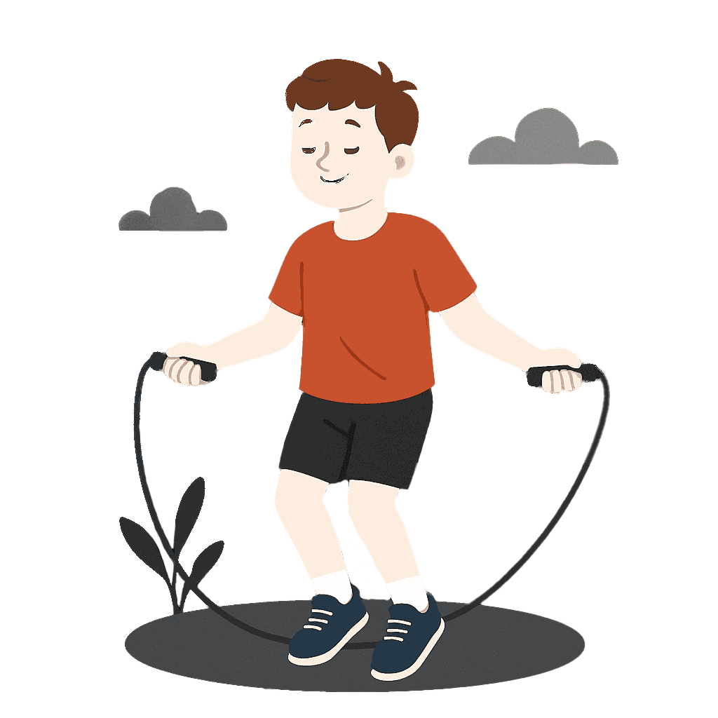 boy skipping rope outdoors